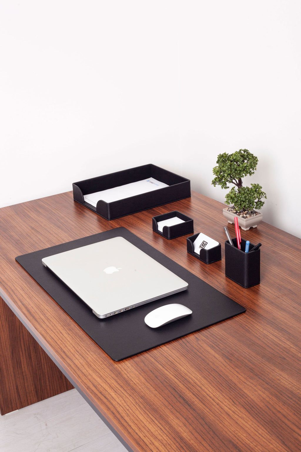 Felix Leather Desk Set Black 5 Pieces