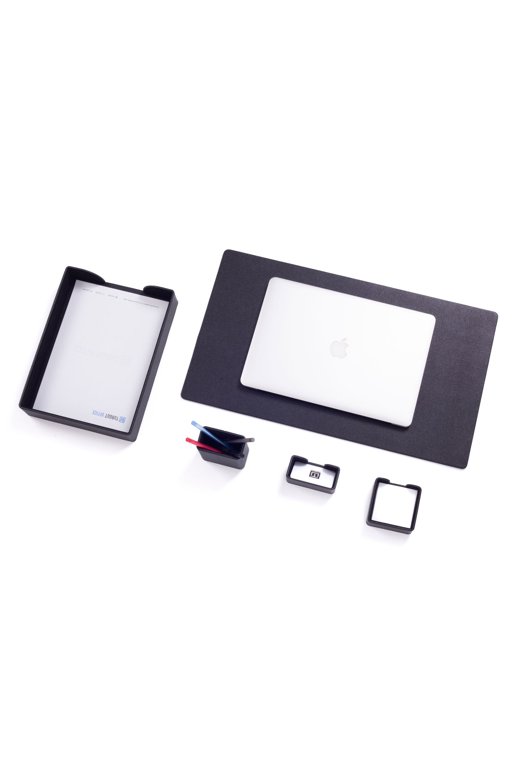 Felix Leather Desk Set Black 5 Pieces