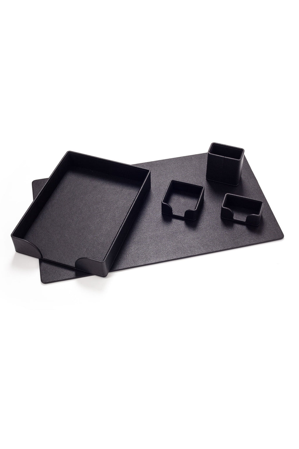 Felix Leather Desk Set Black 5 Pieces