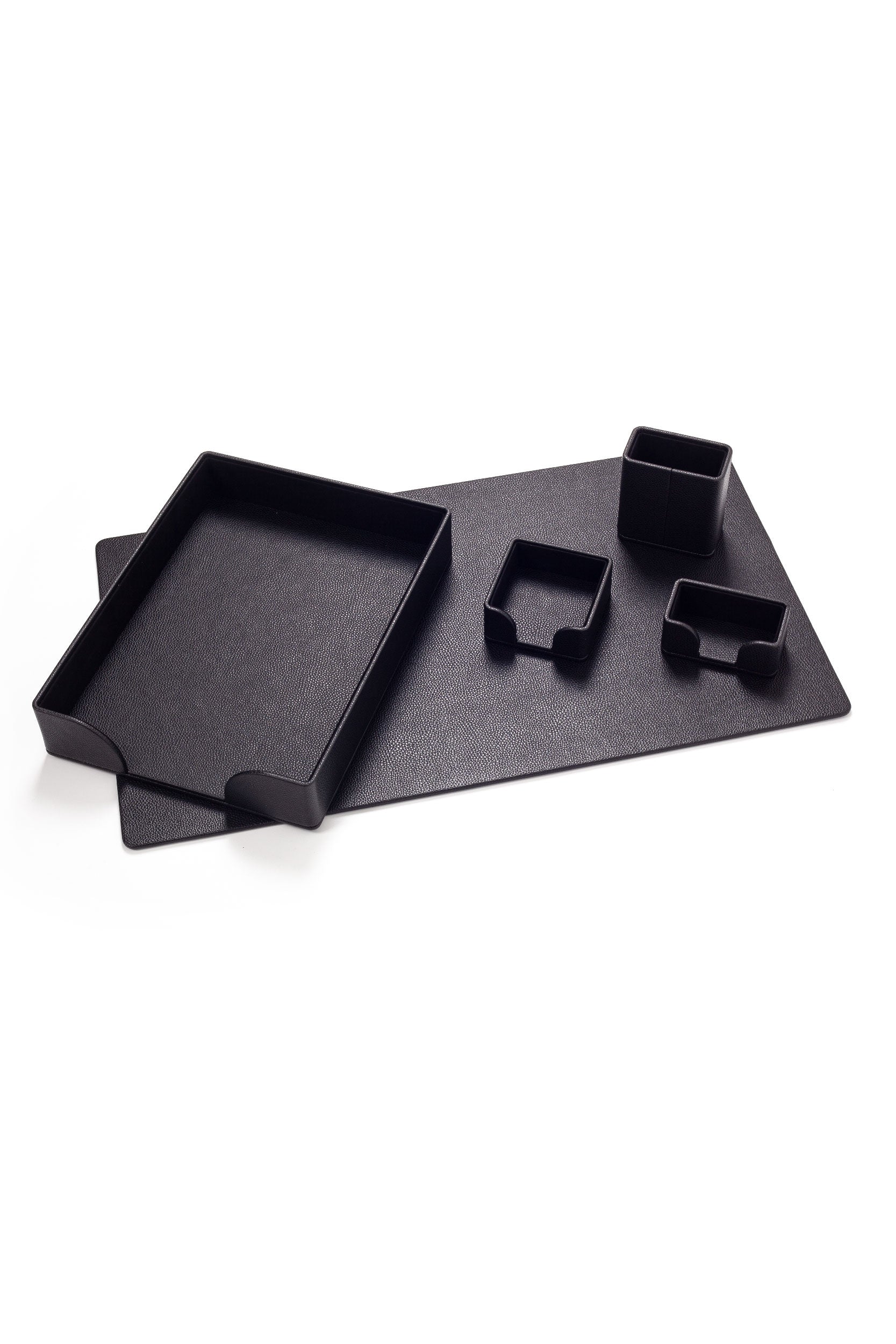 Felix Leather Desk Set Black 5 Pieces