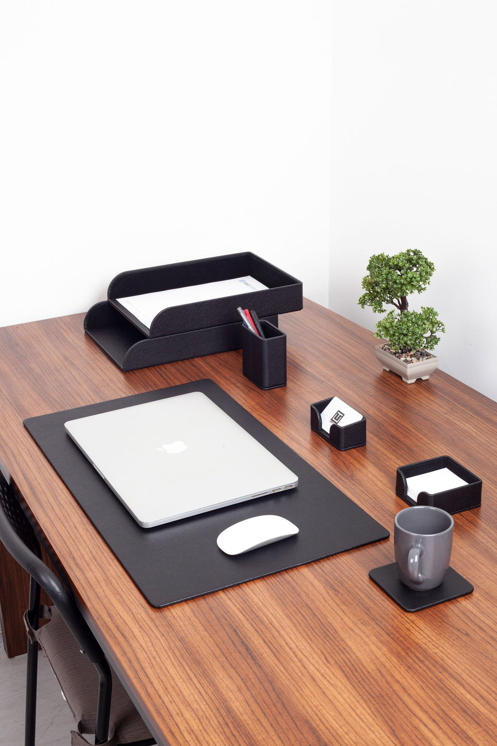 Felix Leather Desk Set Black 7 Pieces