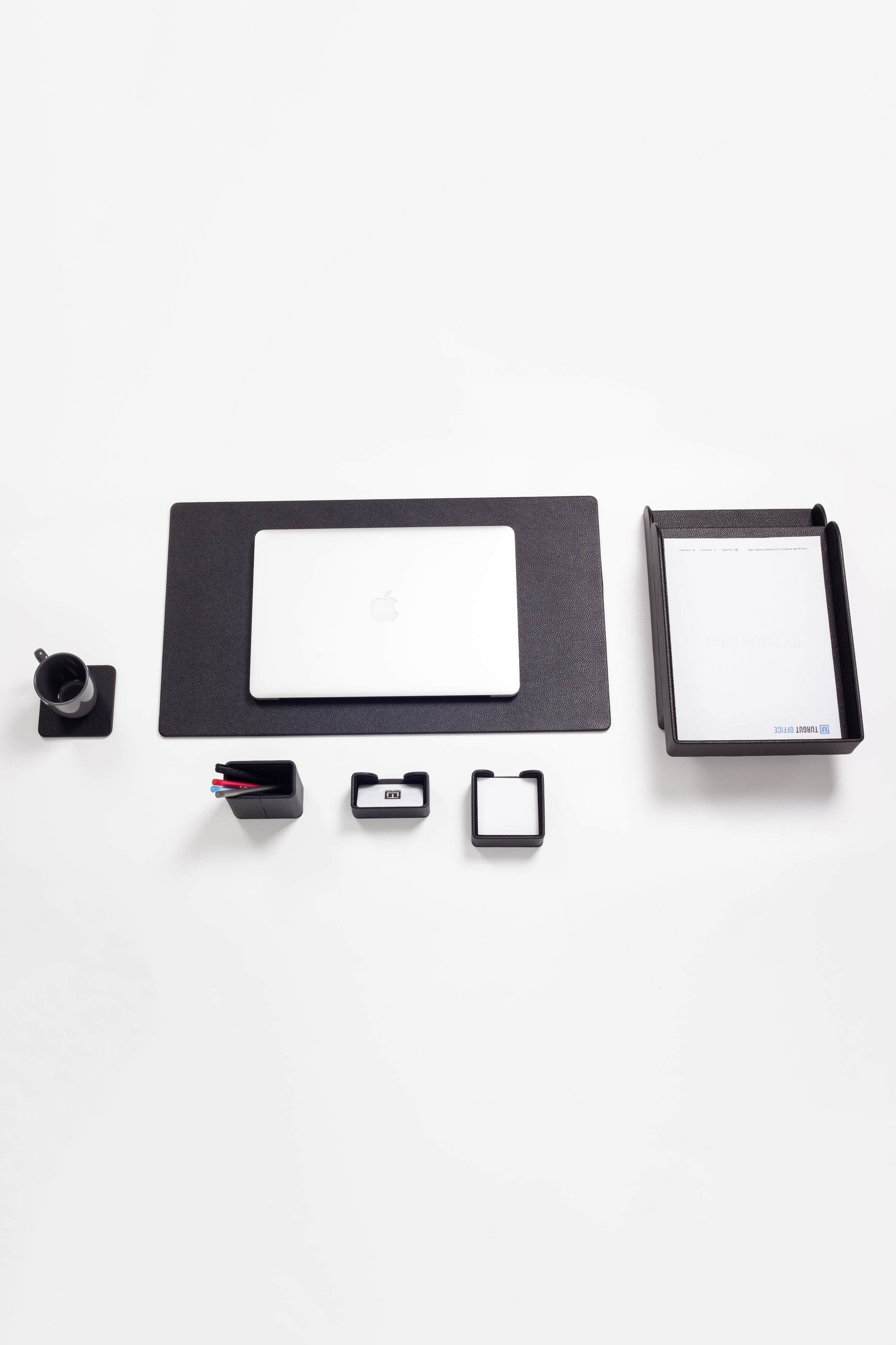 Felix Leather Desk Set Black 7 Pieces