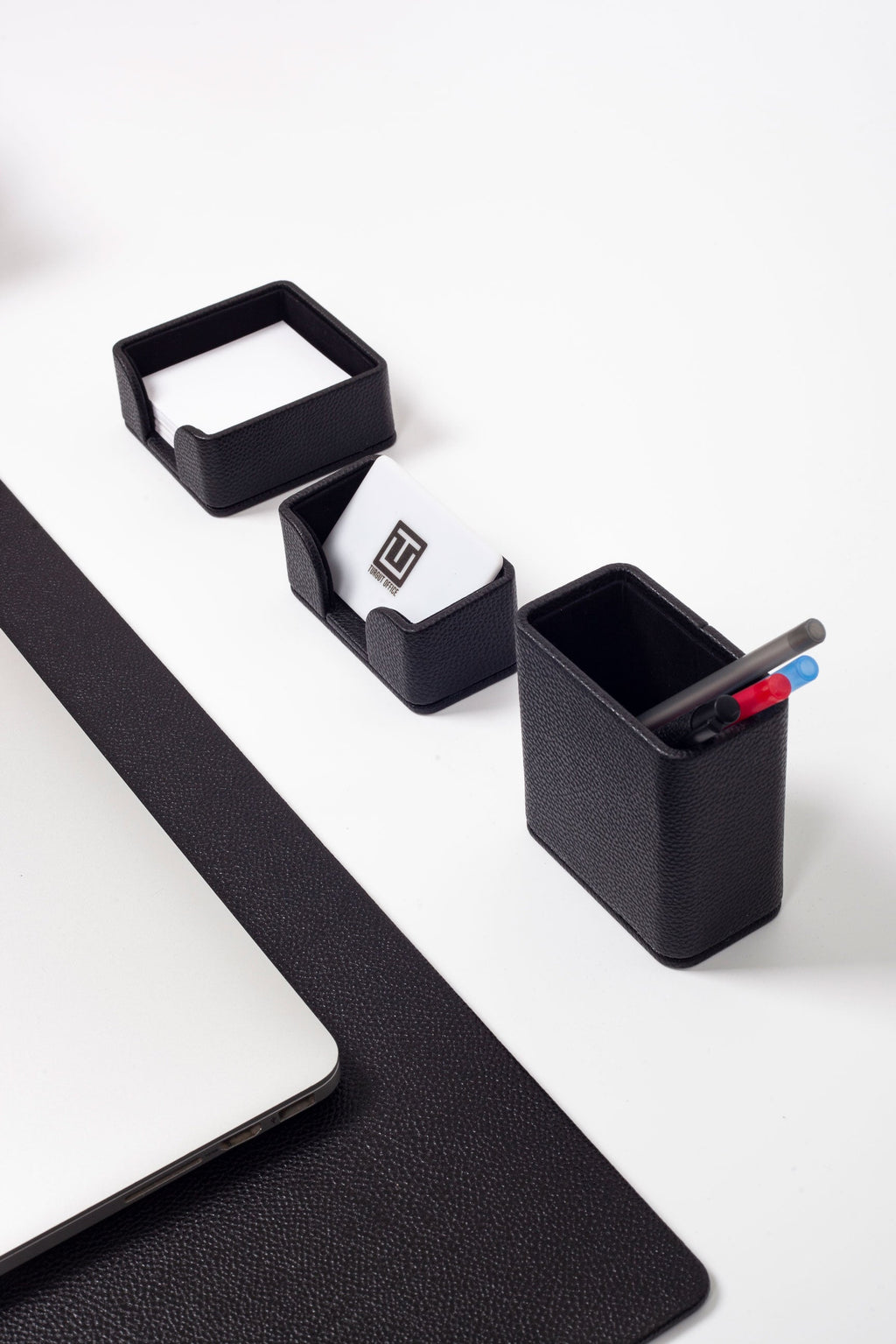 Felix Leather Desk Set Black 7 Pieces