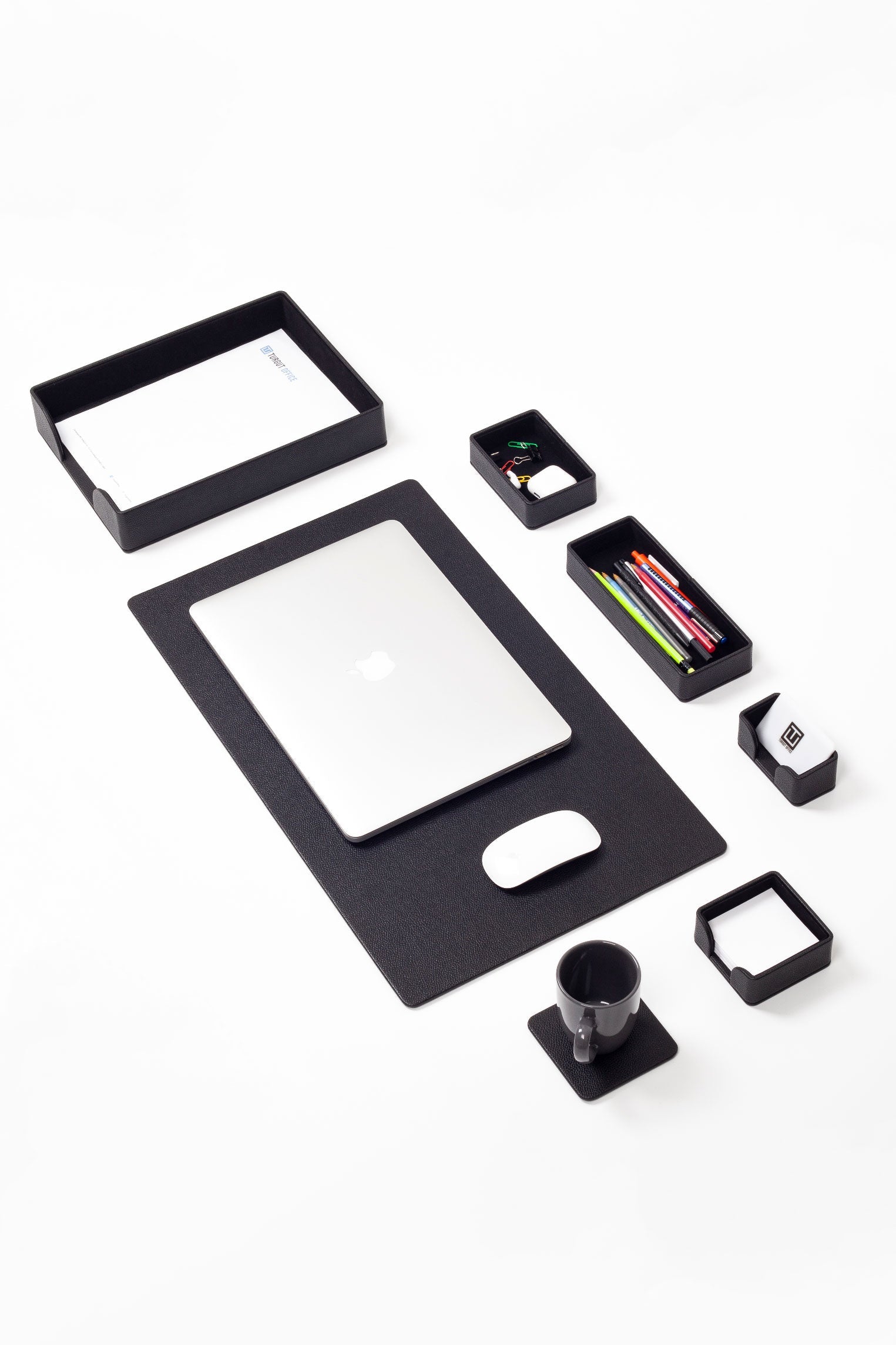 Felix Plus Leather Desk Set Black 7 Pcs