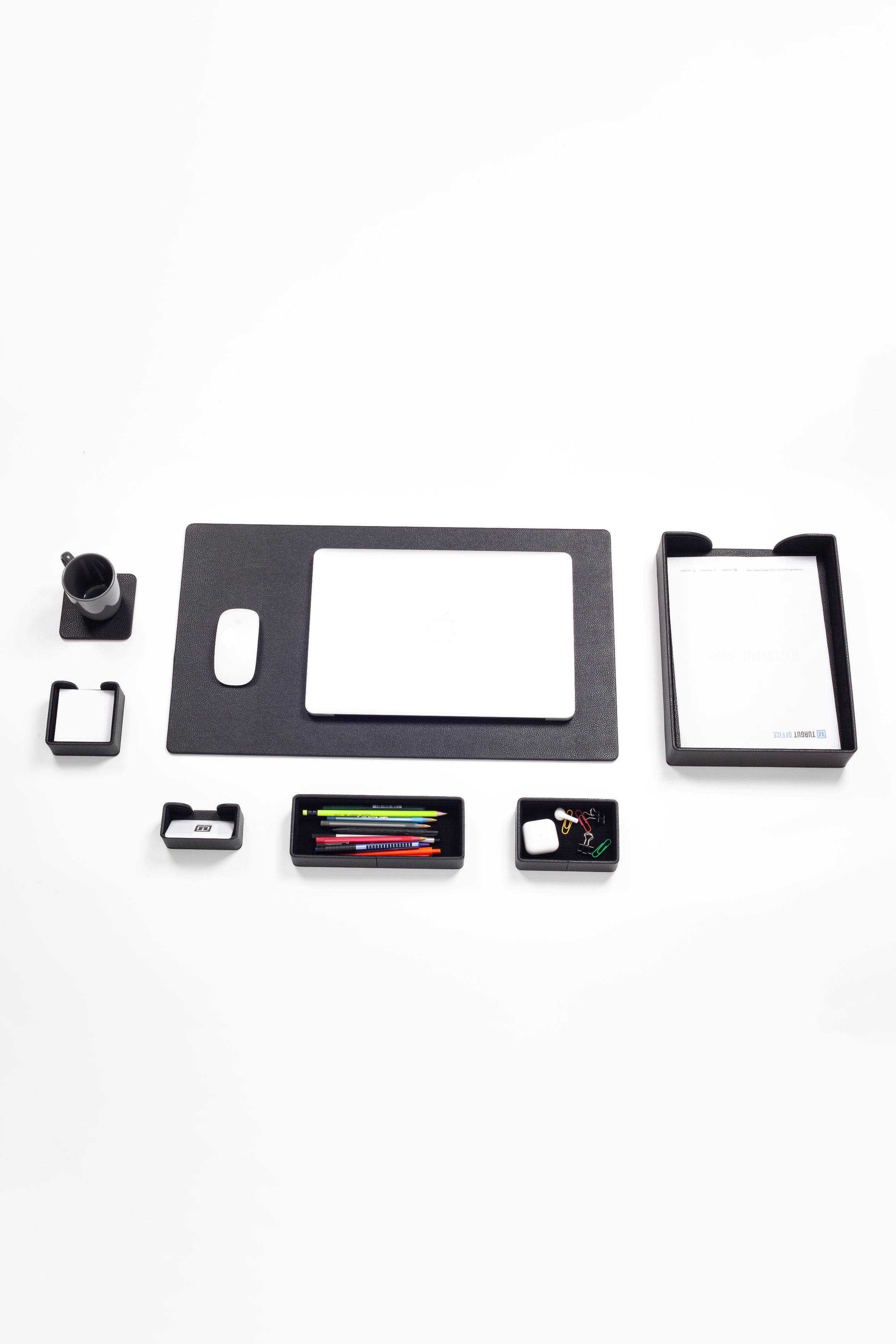 Felix Plus Leather Desk Set Black 7 Pcs