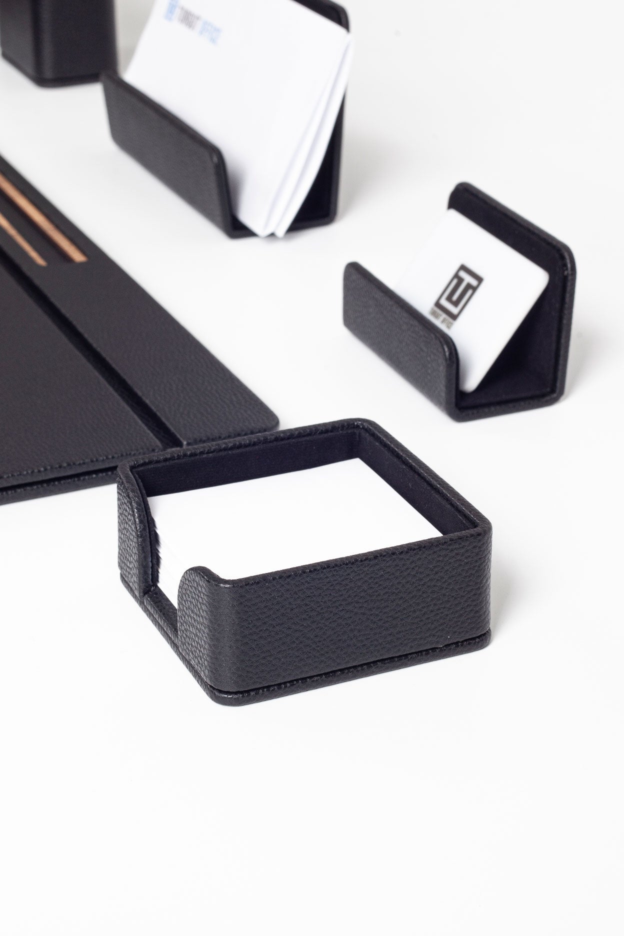 Fox Leather Desk Set Black 7 Pieces