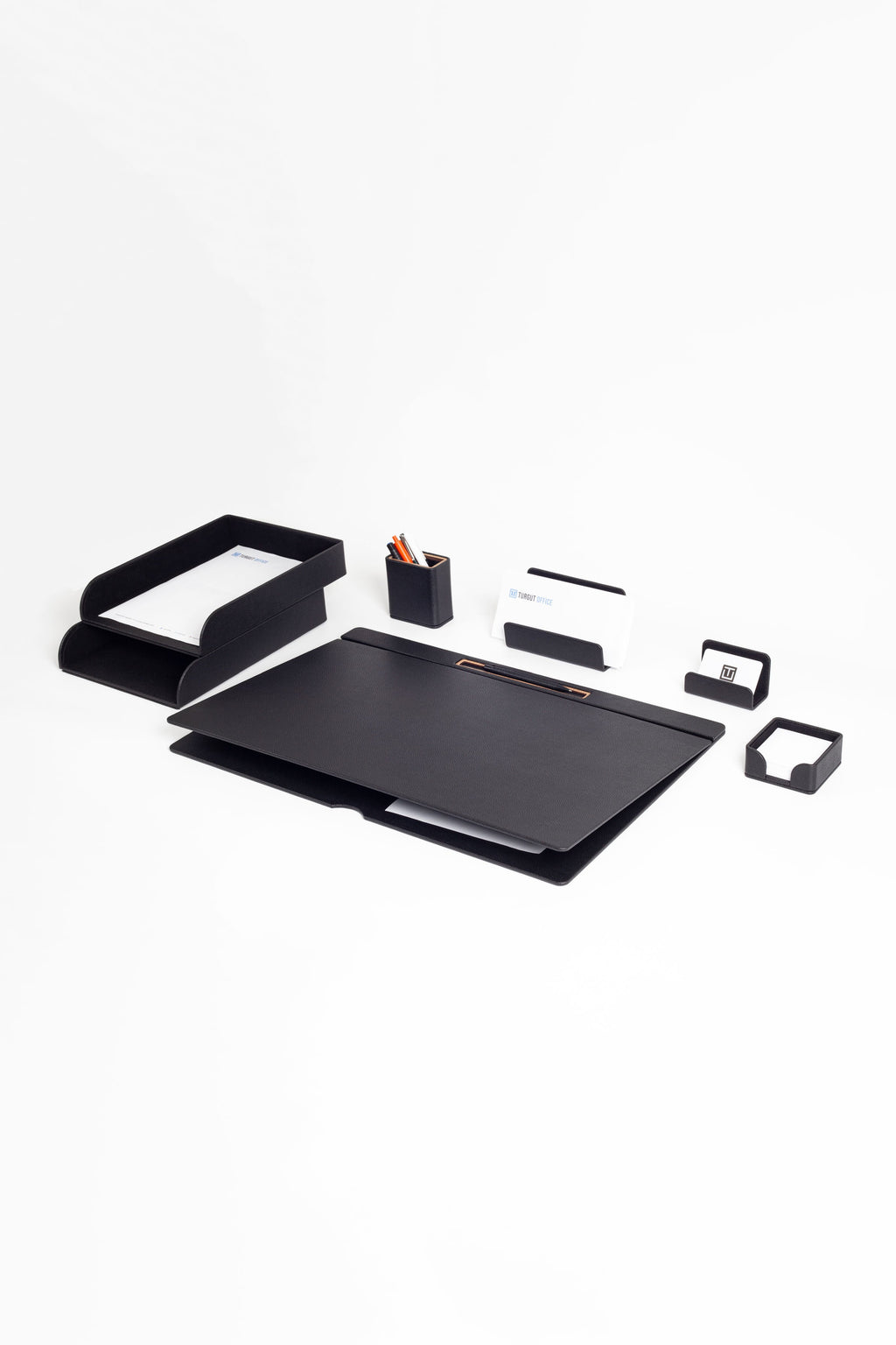 Fox Leather Desk Set Black 7 Pieces