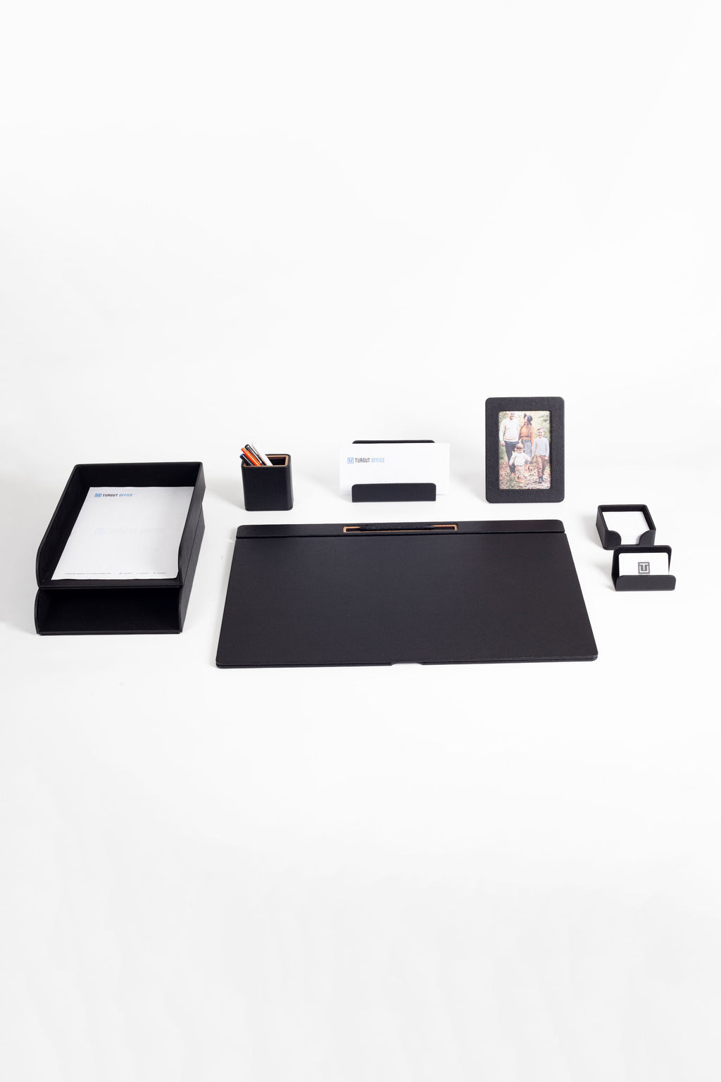 Fox Leather Desk Set Black 8 Pieces