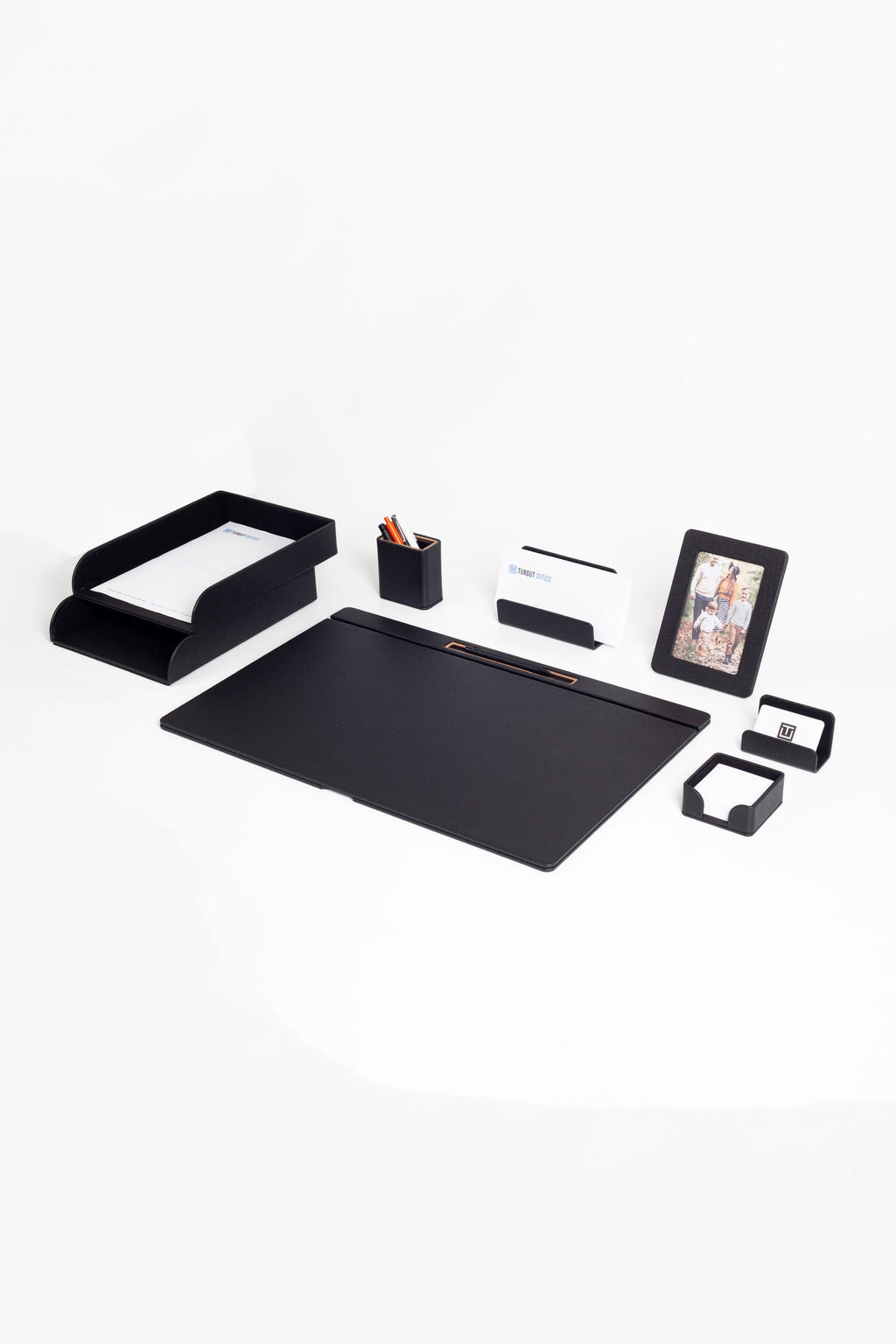 Fox Leather Desk Set Black 8 Pieces