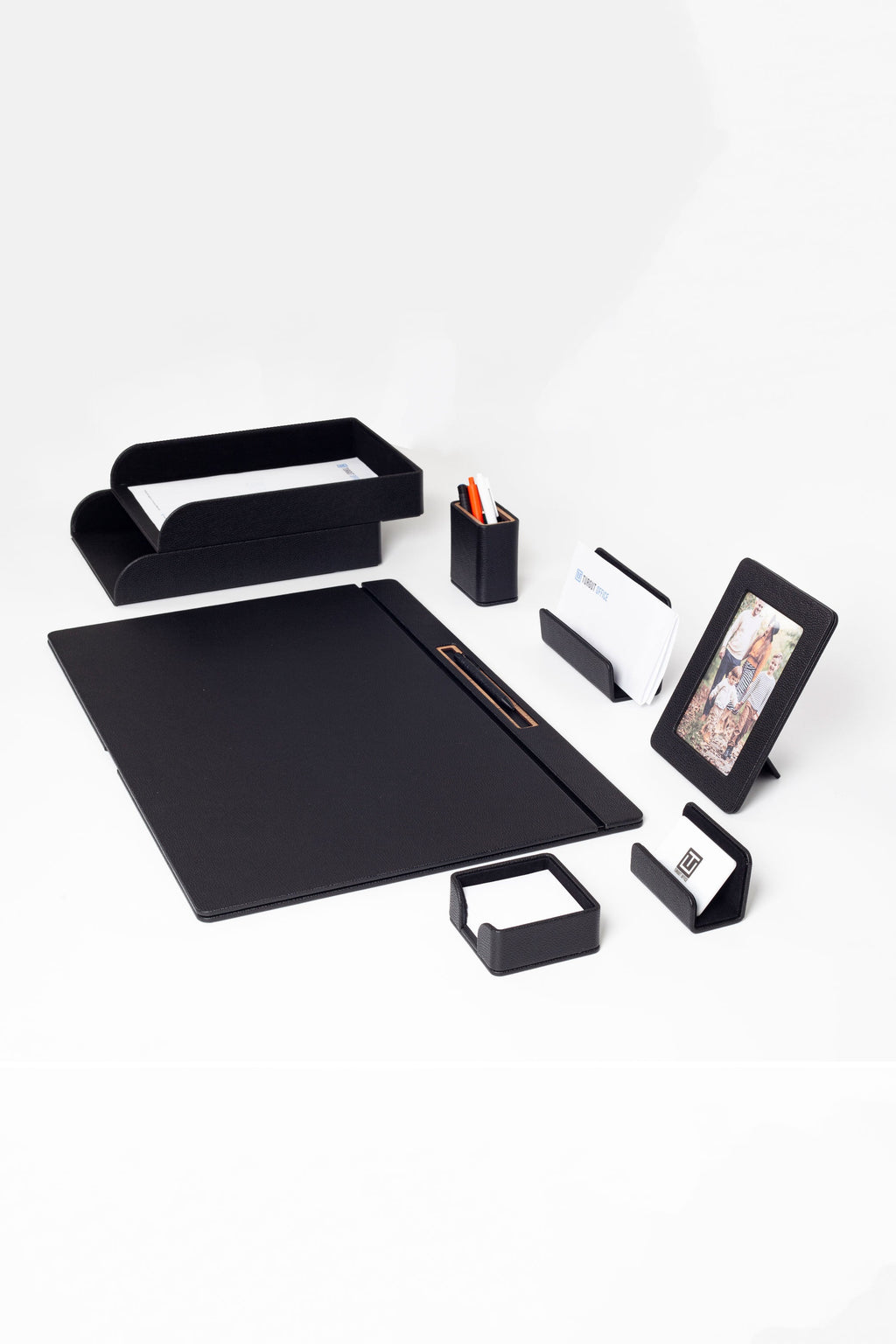 Fox Leather Desk Set Black 8 Pieces