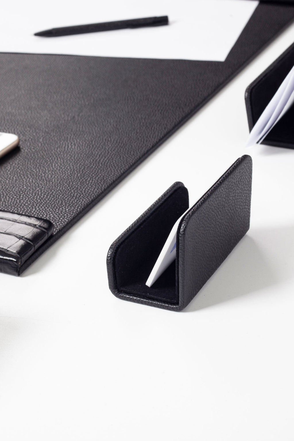 Loft Leather Desk Set Black 6 Pieces Vertical Coroco Detailed