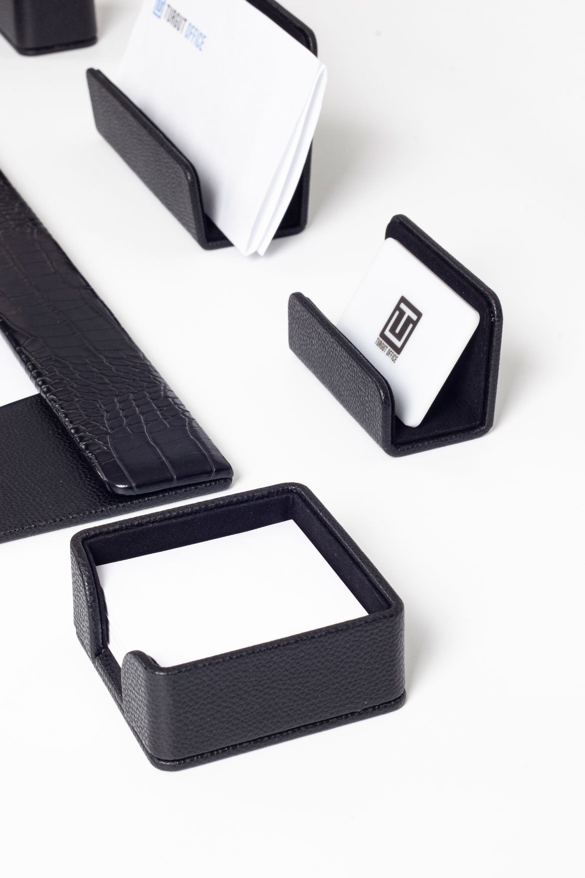 Loft Leather Desk Set Black 6 Pieces Horizontal Coroco Detailed