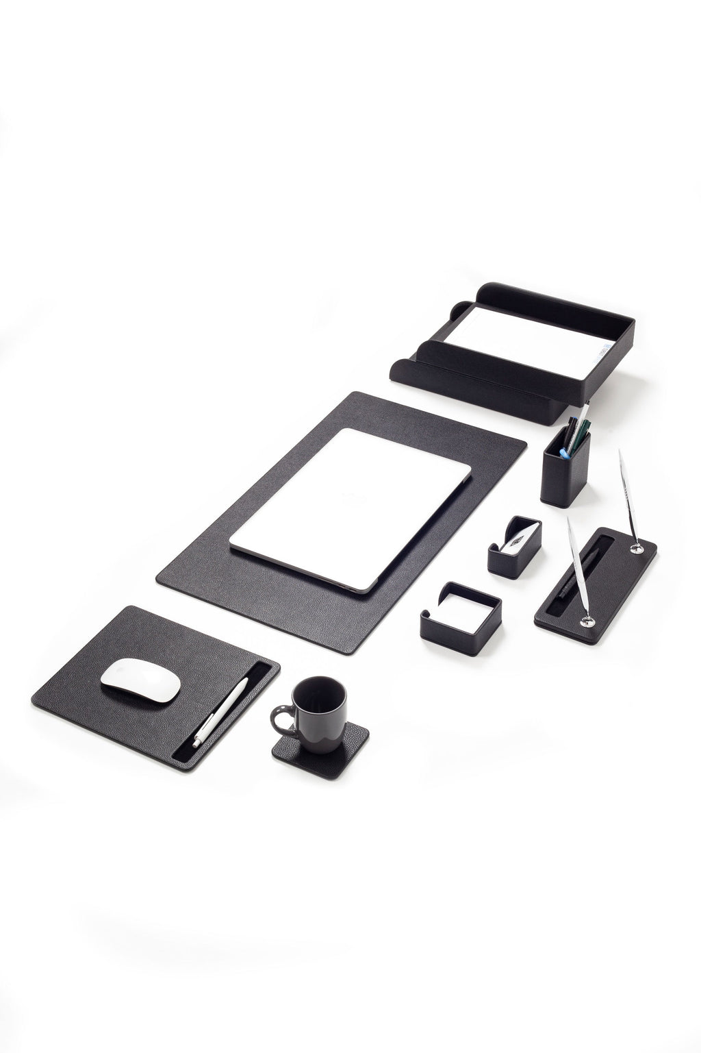 Roma Leather Desk Set Black 9 Pcs.