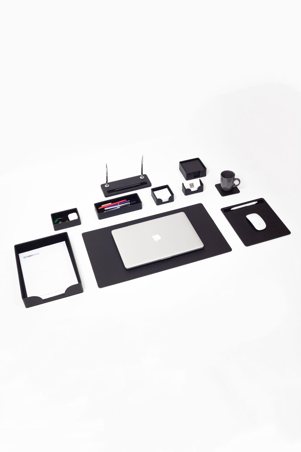 Roma Leather Desk Set Black 10 Pieces