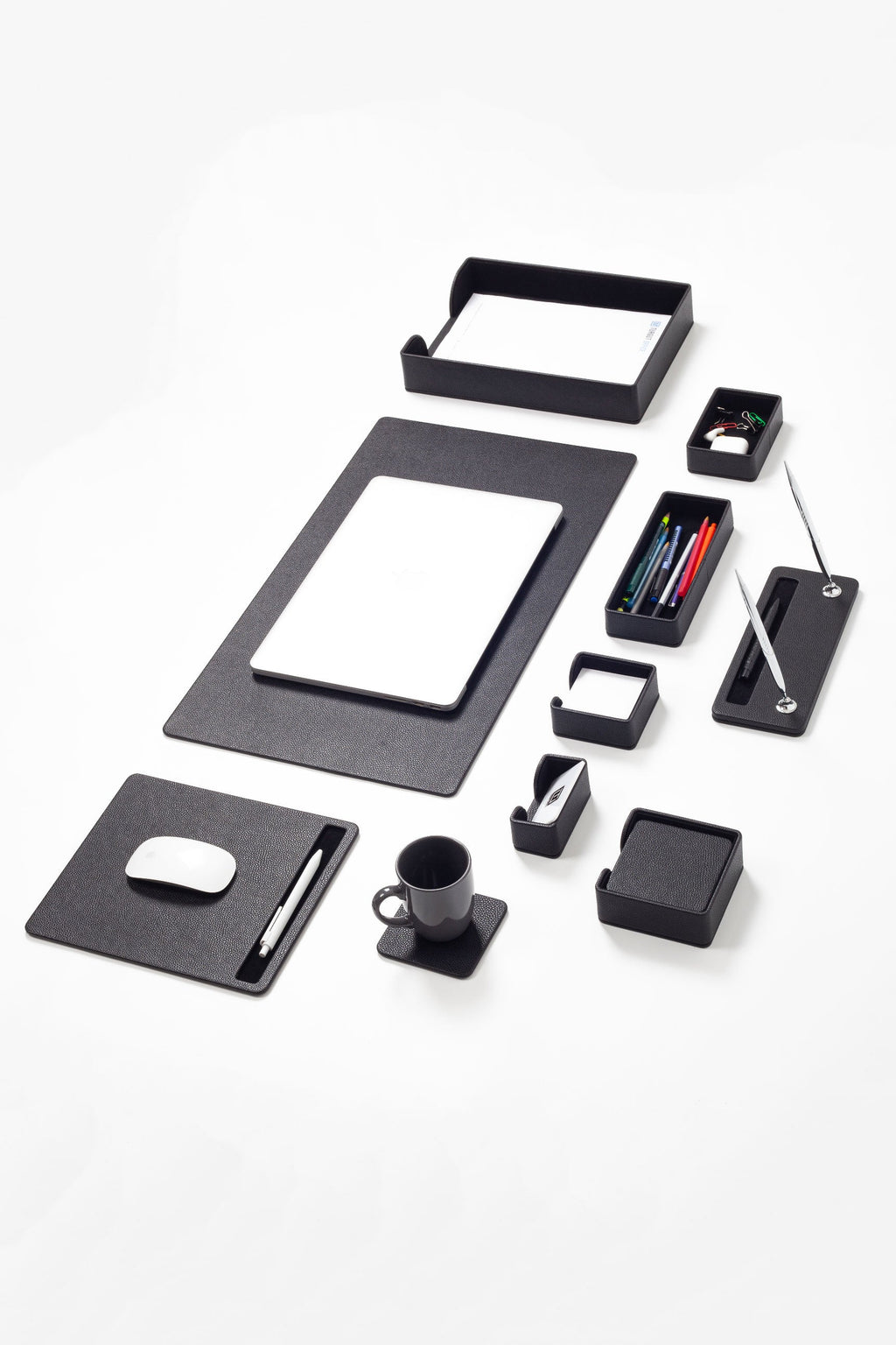 Roma Leather Desk Set Black 10 Pieces