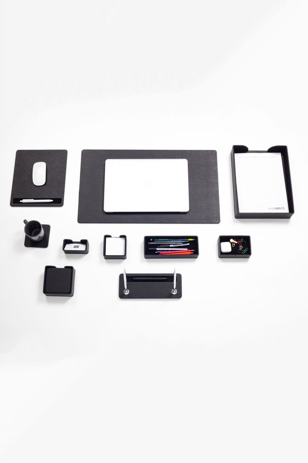 Roma Leather Desk Set Black 10 Pieces