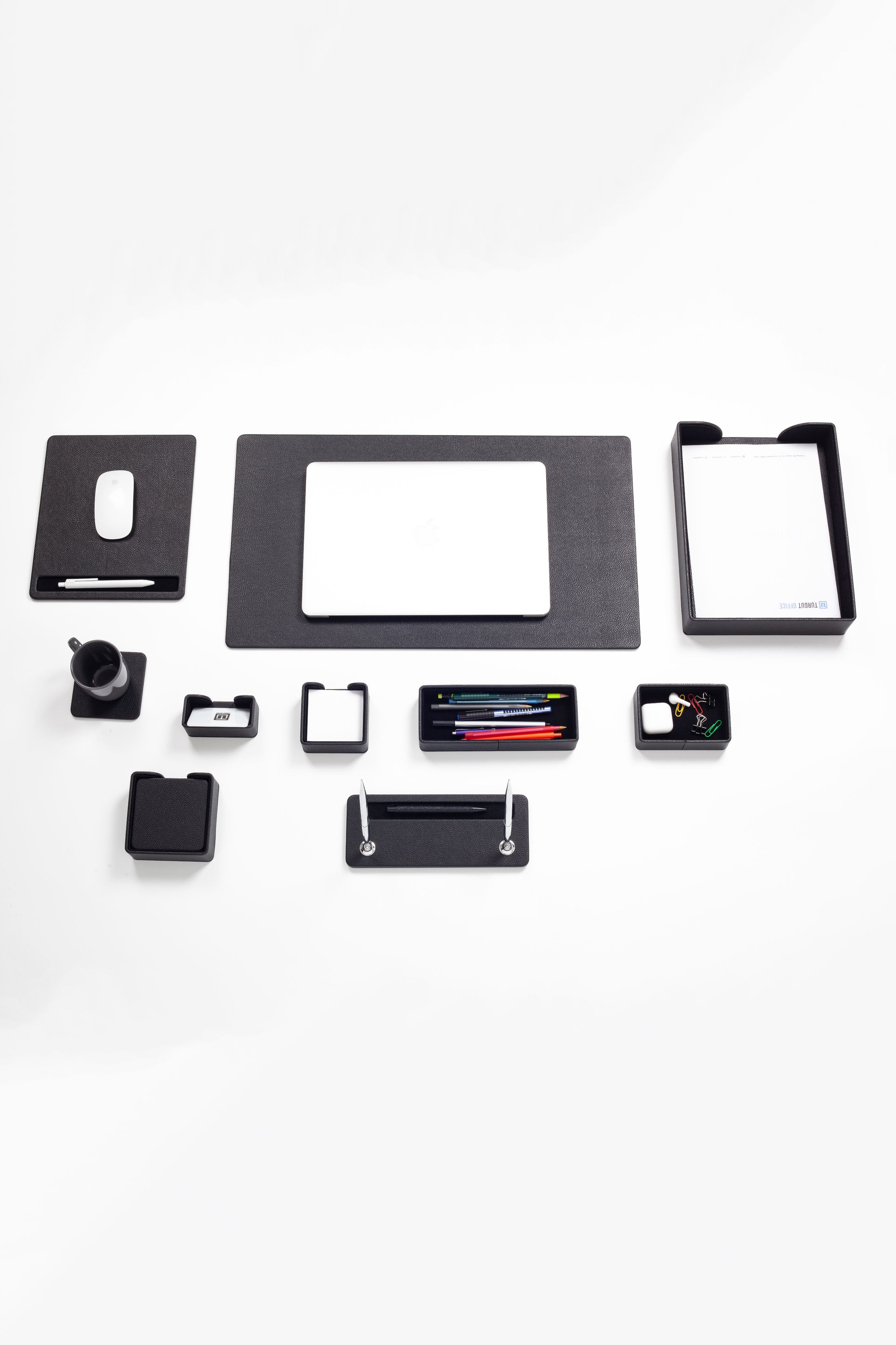 Roma Leather Desk Set Black 10 Pieces