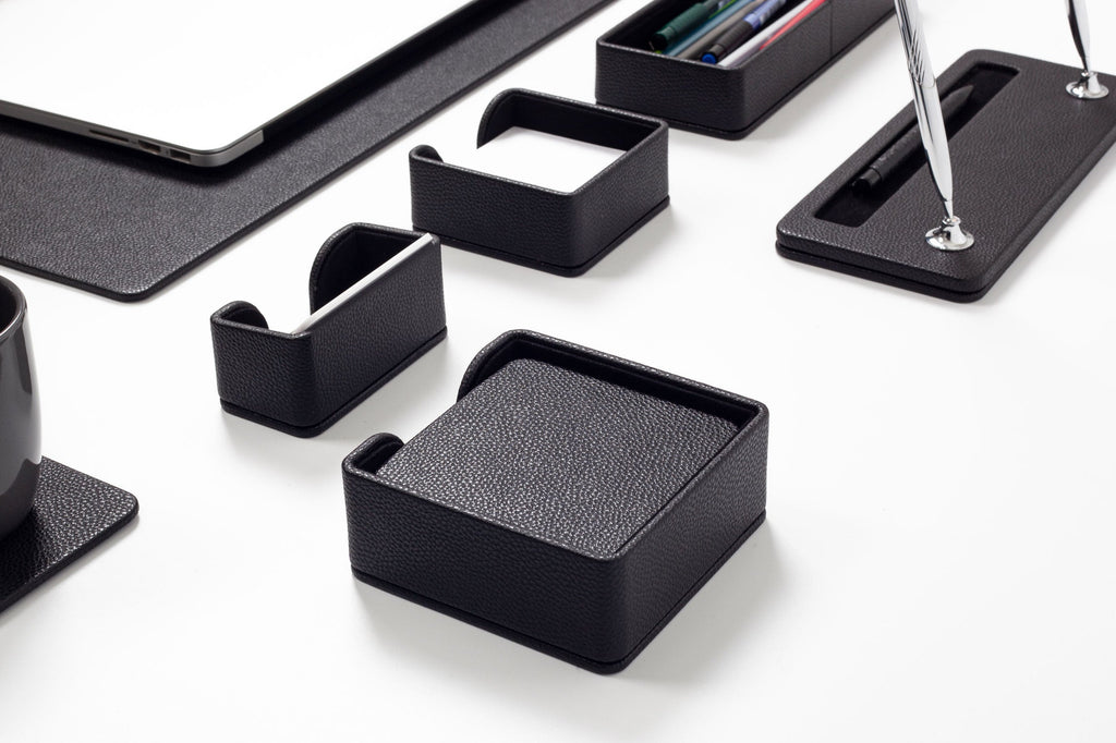 Roma Leather Desk Set Black 10 Pieces