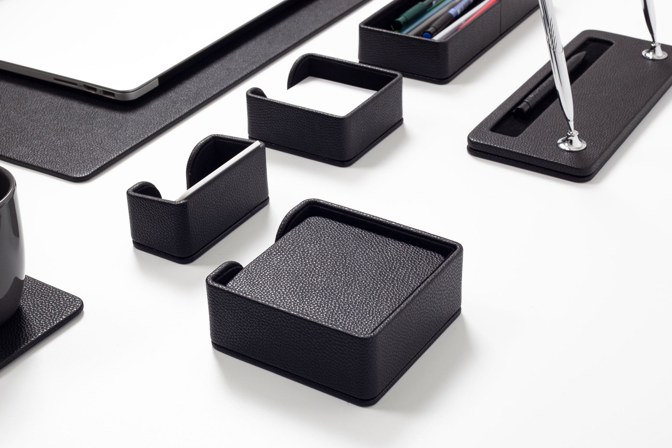 Roma Leather Desk Set Black 10 Pieces