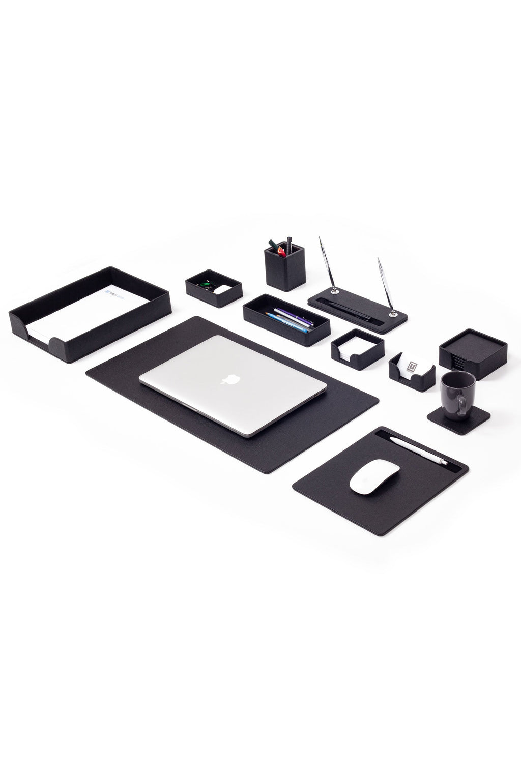 Roma Leather Desk Set Black 11 Pcs