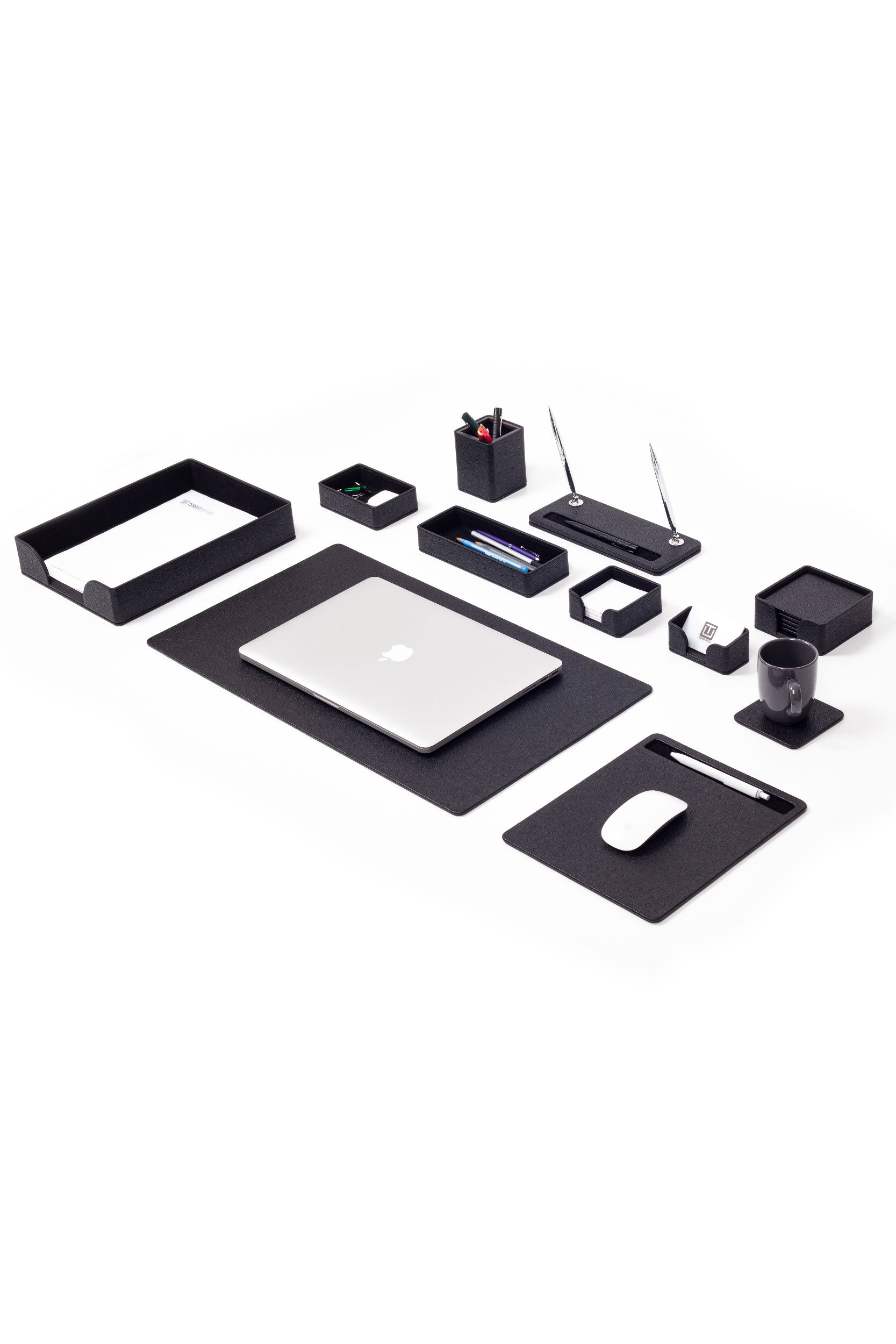 Roma Leather Desk Set Black 11 Pcs