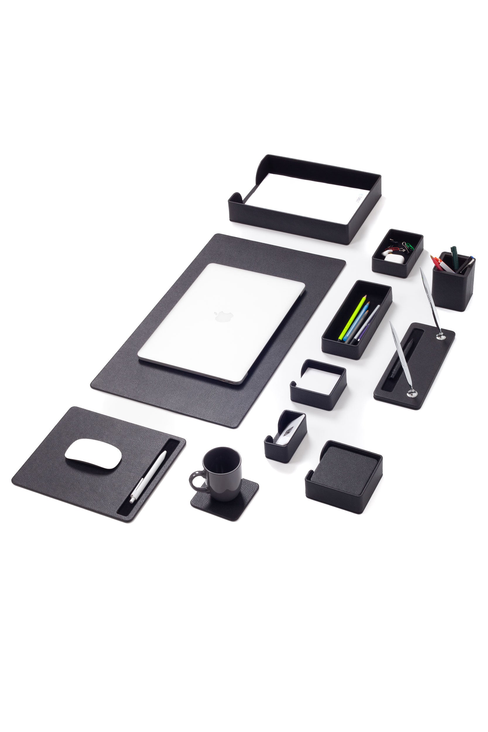 Roma Leather Desk Set Black 11 Pcs