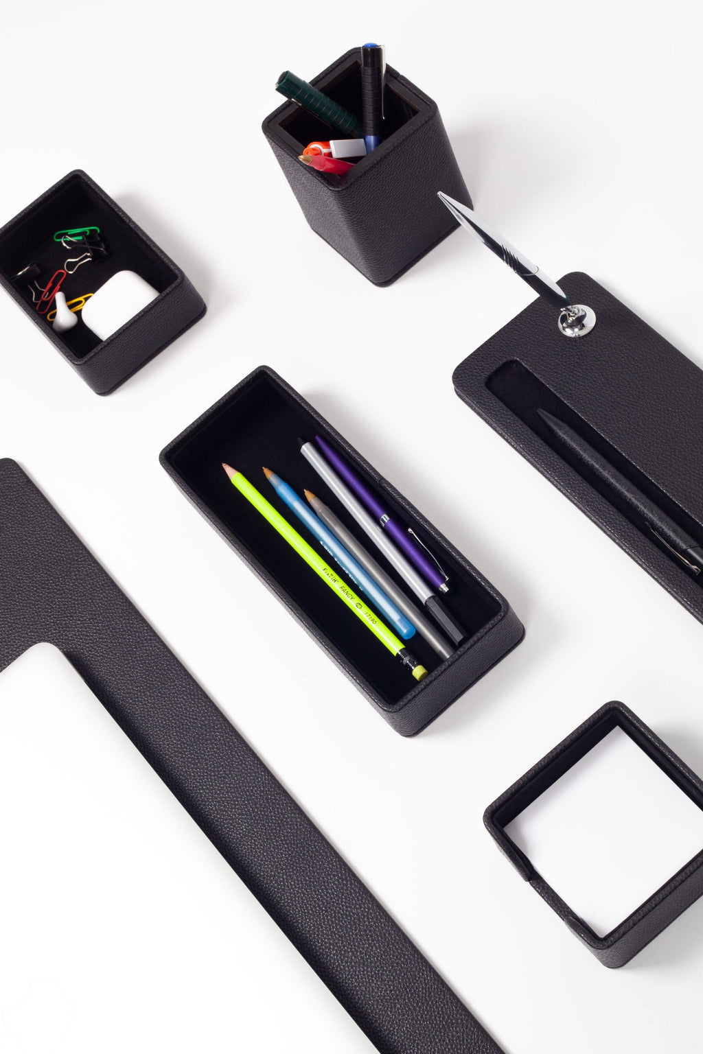 Roma Leather Desk Set Black 11 Pcs