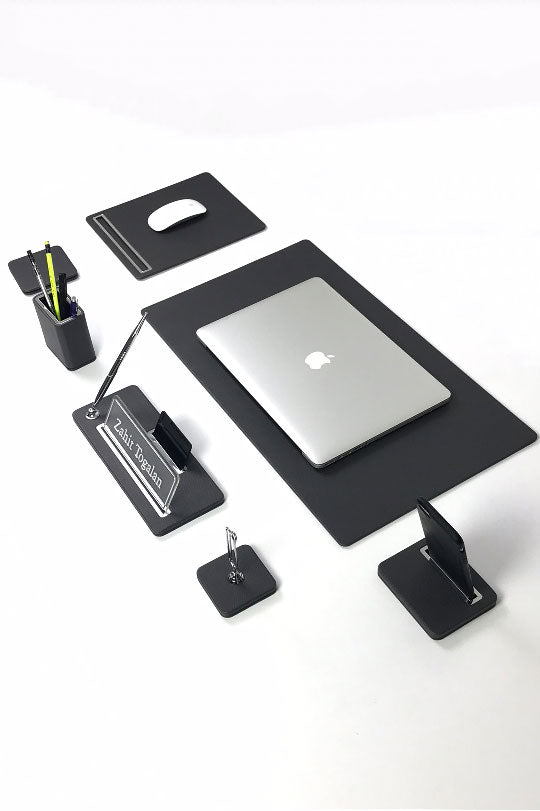 Cavalli Leather Desk Set Anthracite 7 Pcs.