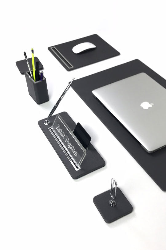 Cavalli Leather Desk Set Anthracite 7 Pcs.