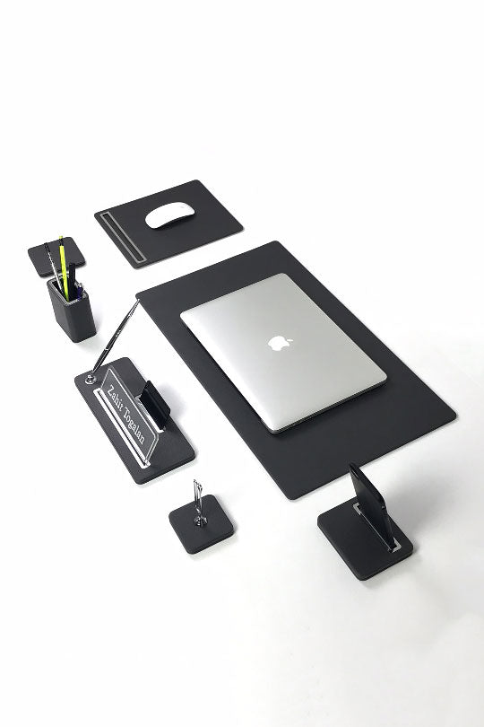 Cavalli Leather Desk Set Anthracite 7 Pcs.