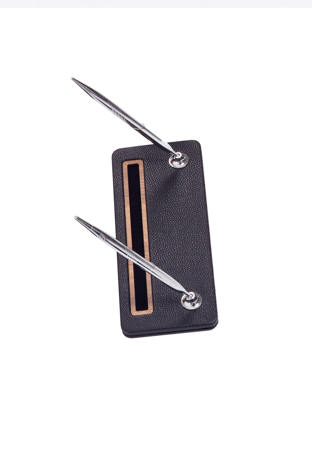 Pera Leather Pen Unit Black Wood Detailed