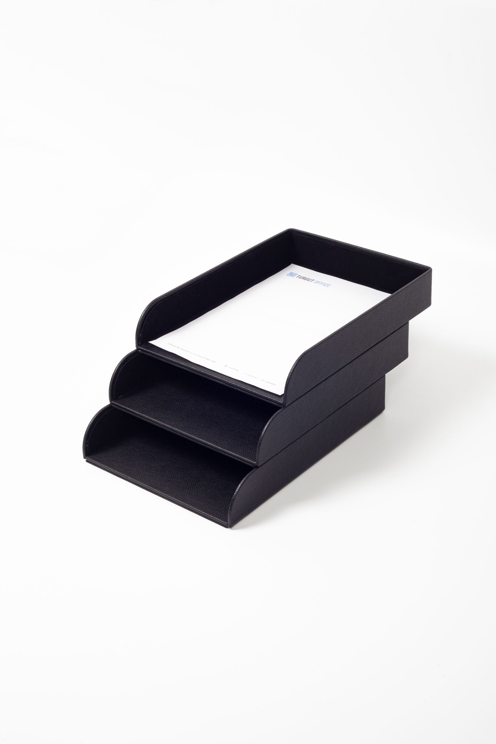 Felix Leather Document Rack Black Triple