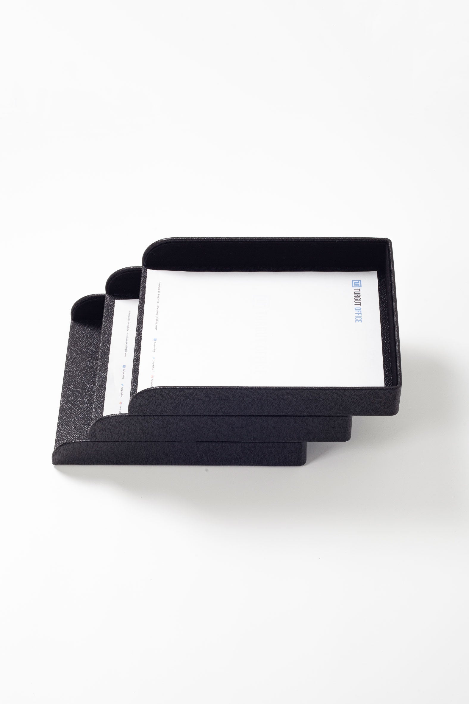 Felix Leather Document Rack Black Triple