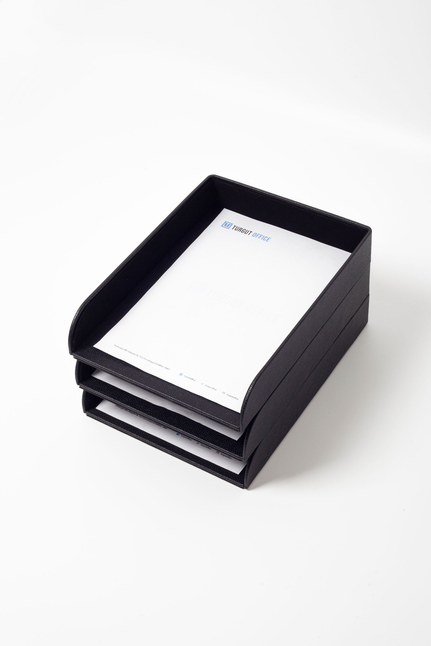 Felix Leather Document Rack Black Triple