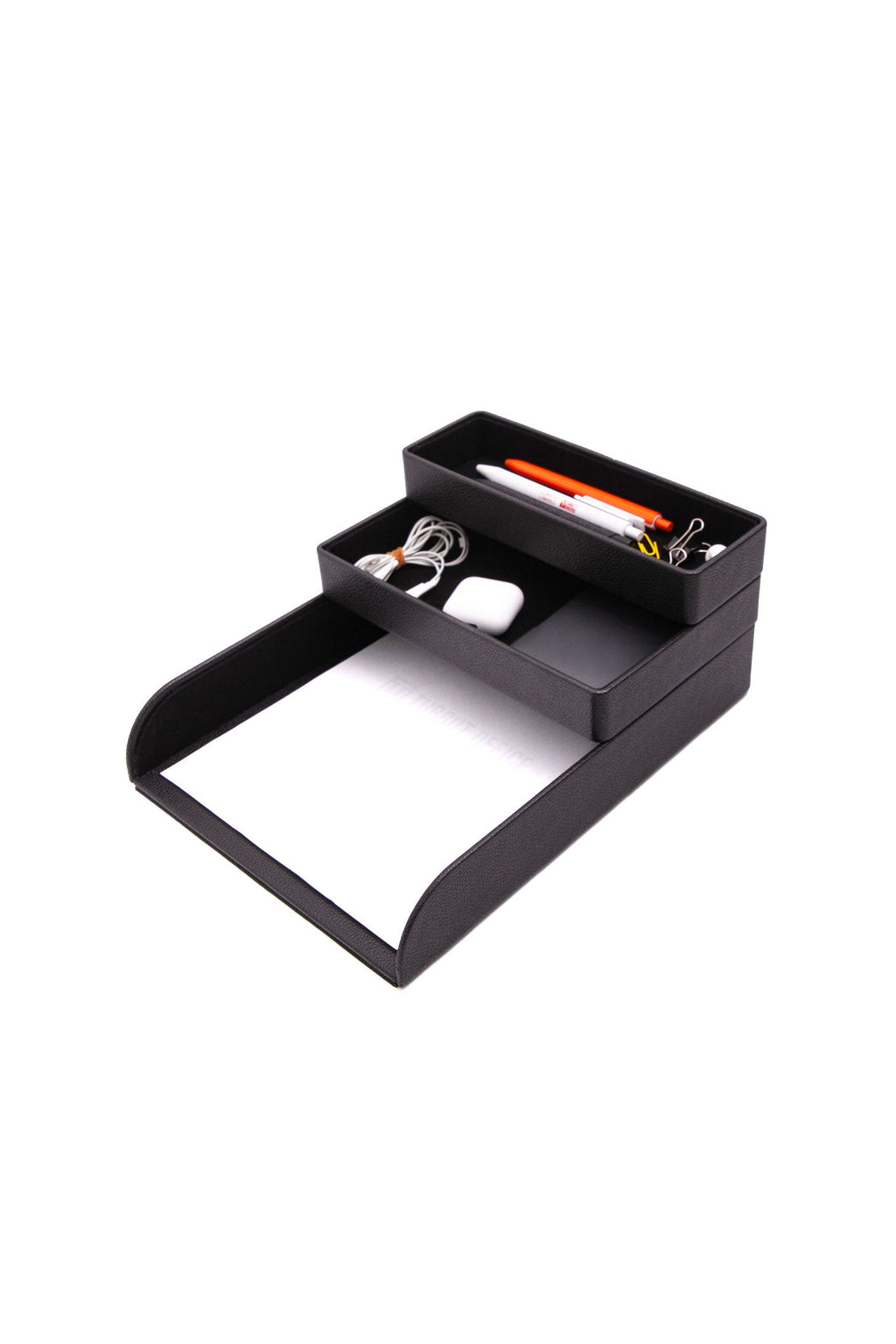 Felix Leather Organizer Set Of Three With Document Shelf Black