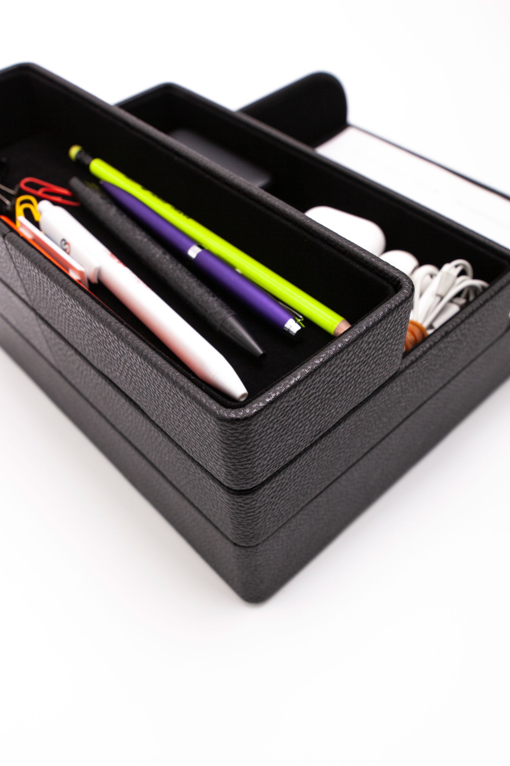 Felix Leather Organizer Set Of Three With Document Shelf Black