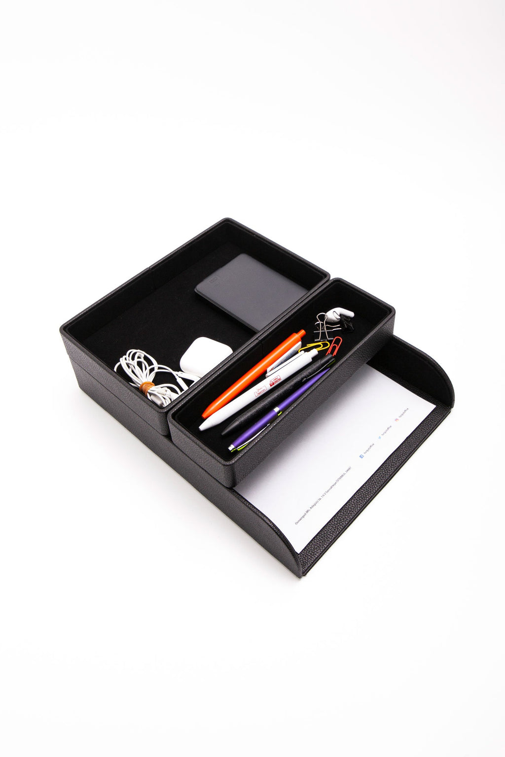 Felix Leather Organizer Set Of Three With Document Shelf Black