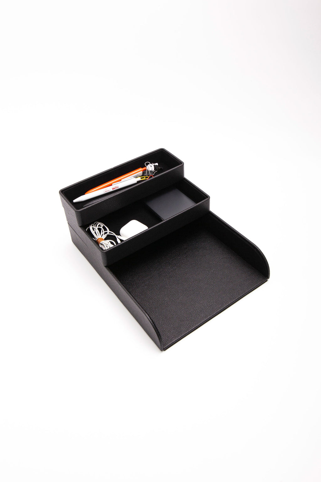 Felix Leather Organizer Set Of Three With Document Shelf Black