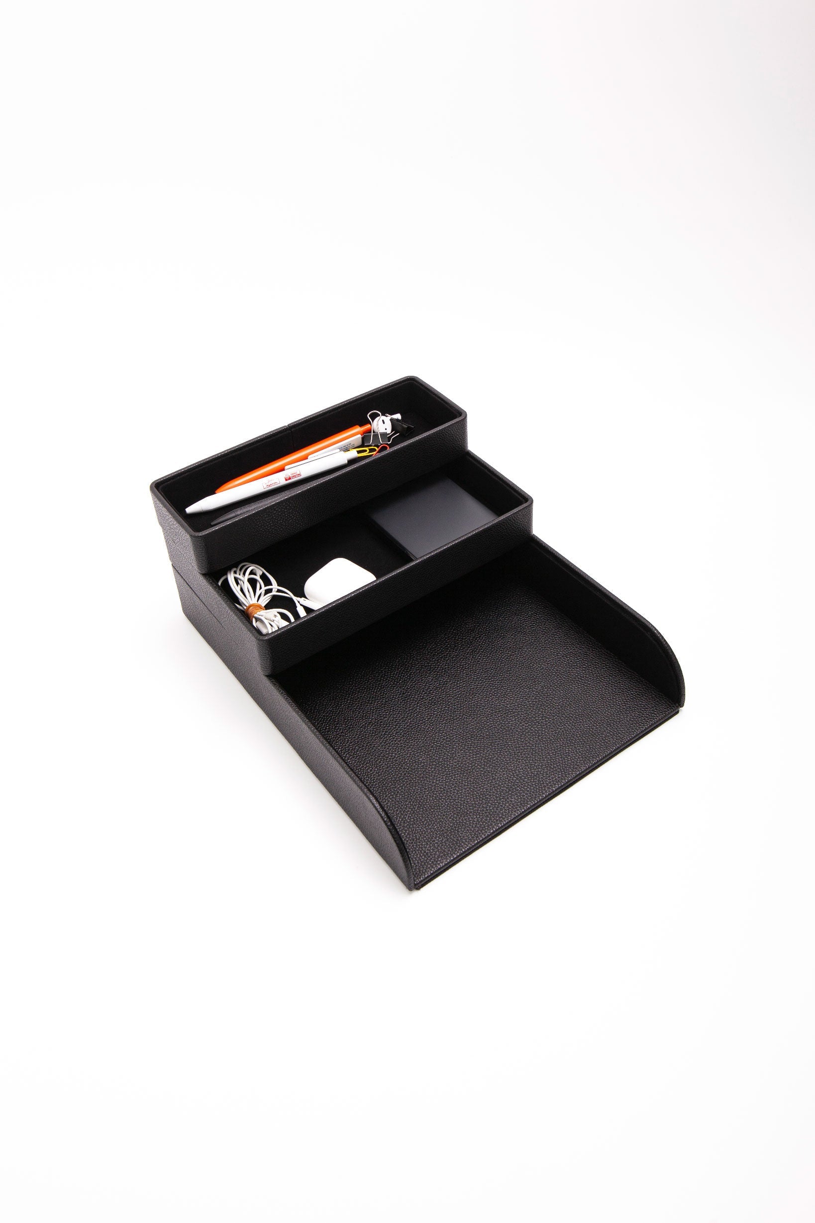 Felix Leather Organizer Set Of Three With Document Shelf Black