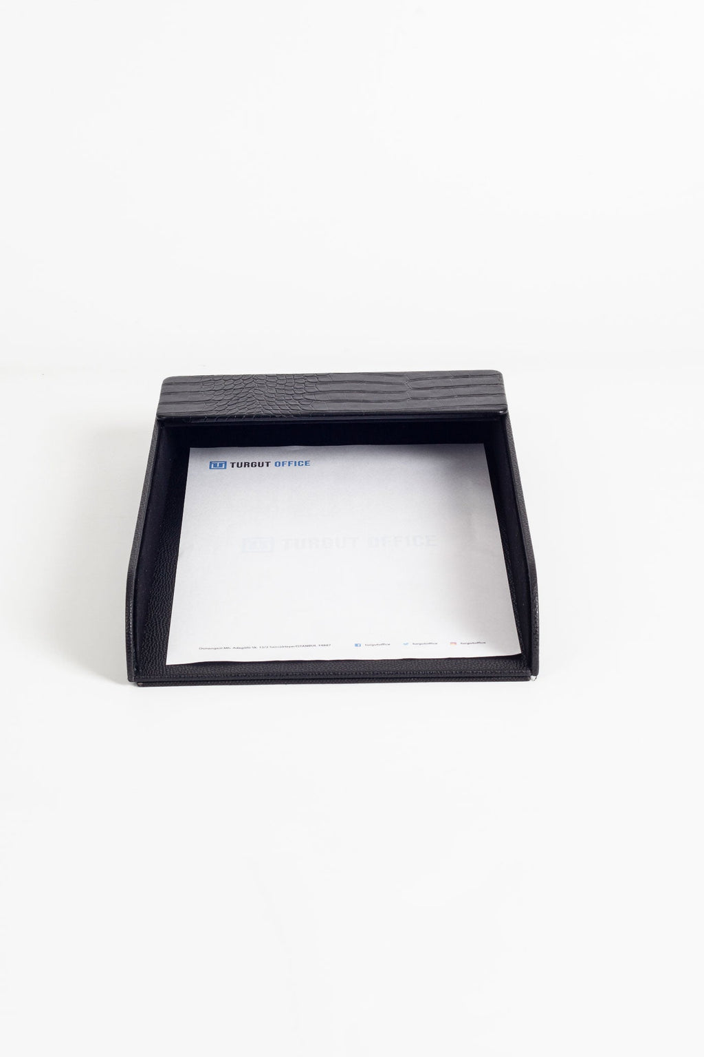 Felix Leather Document Rack Black Croco Detail