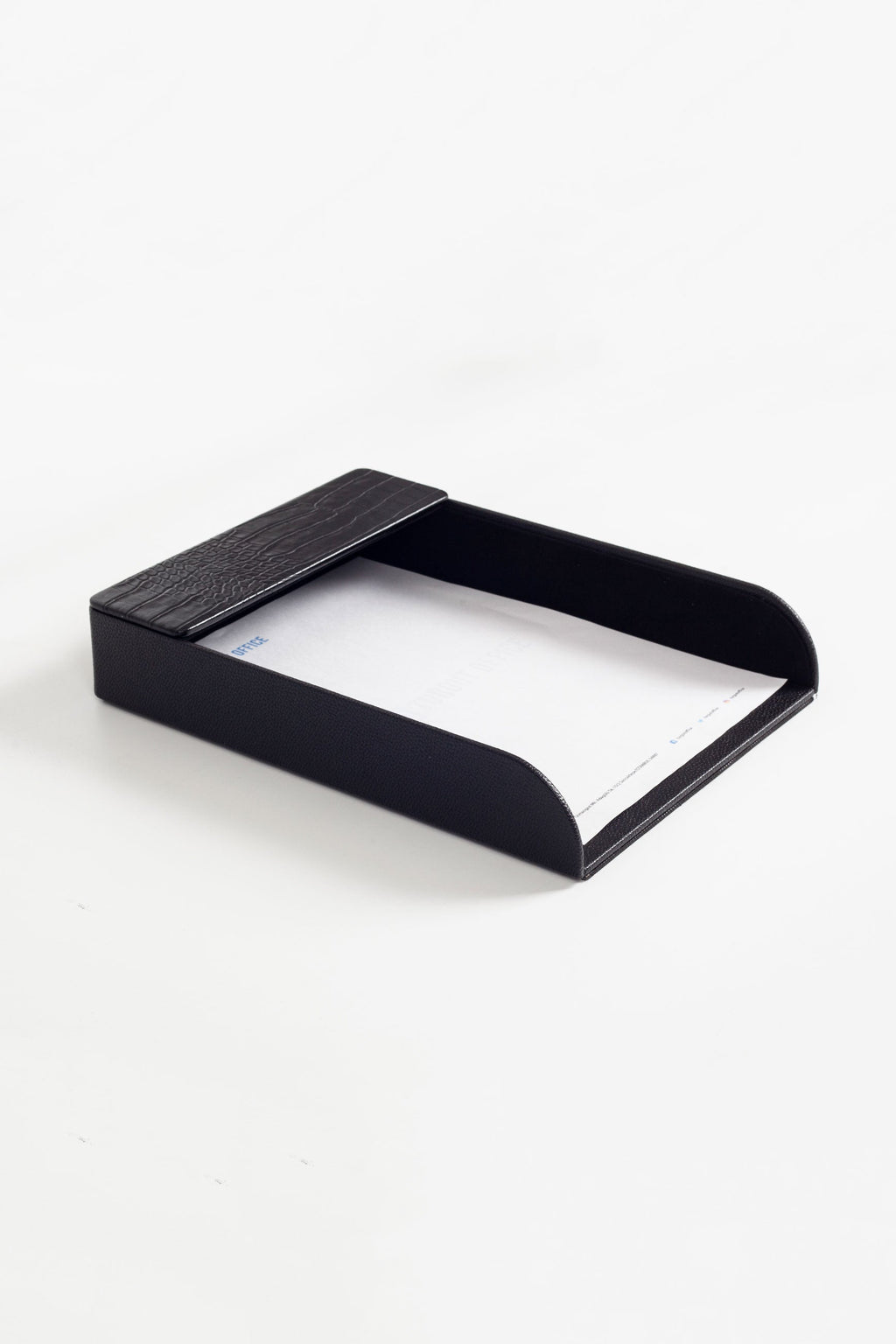 Felix Leather Document Rack Black Croco Detail
