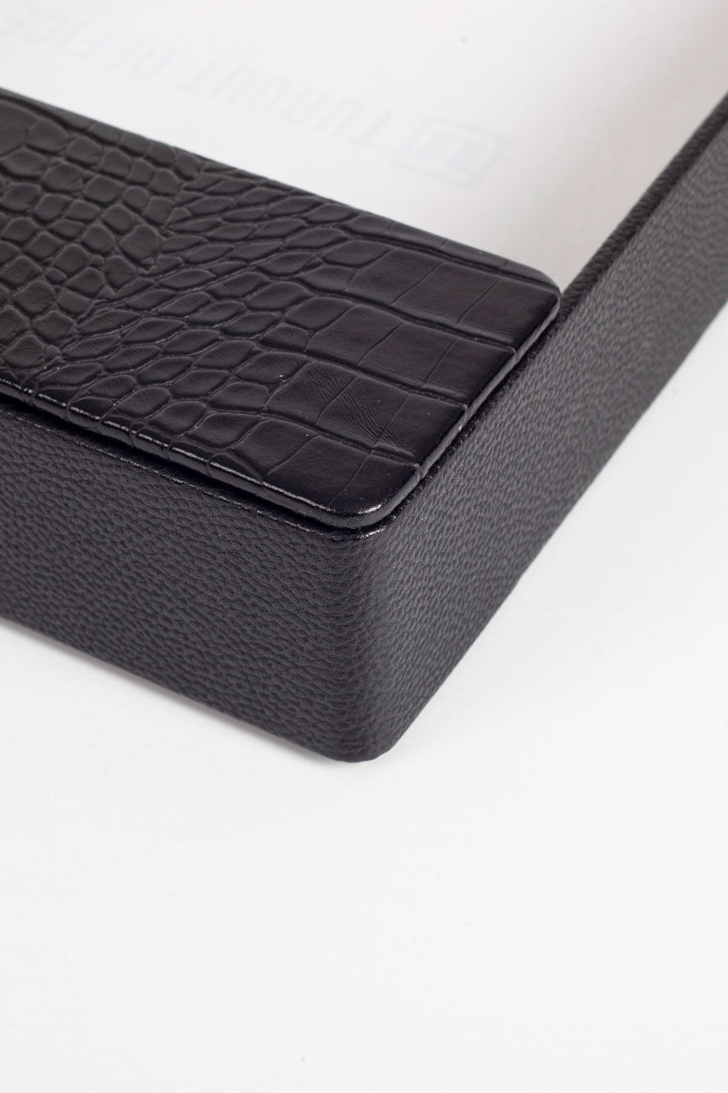 Felix Leather Document Rack Black Croco Detail