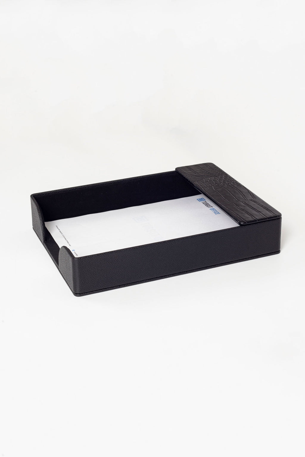 Roma Leather Document Rack Black Croco Detail
