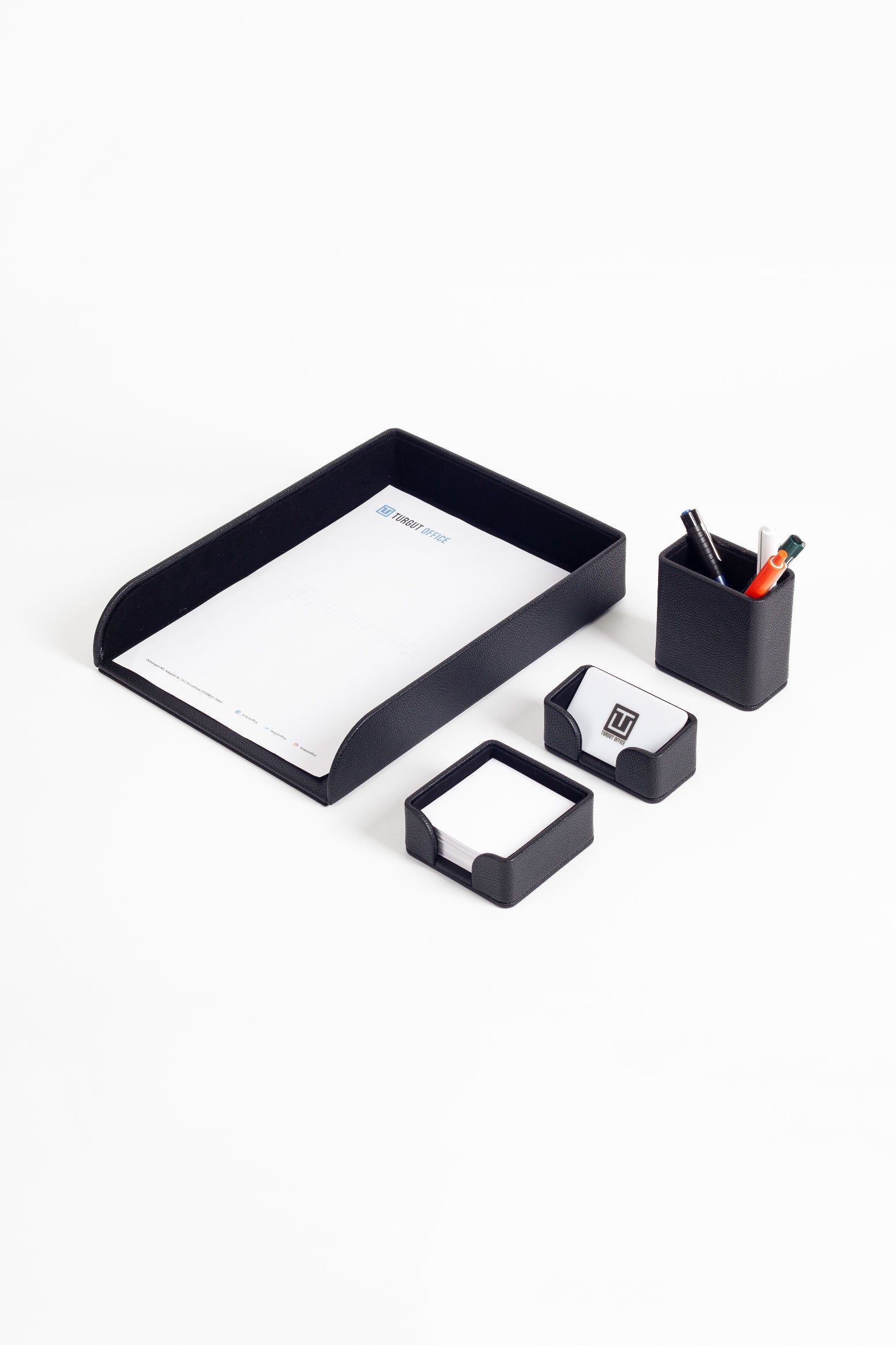 Felix Leather Desktop Set 4 Pieces Black