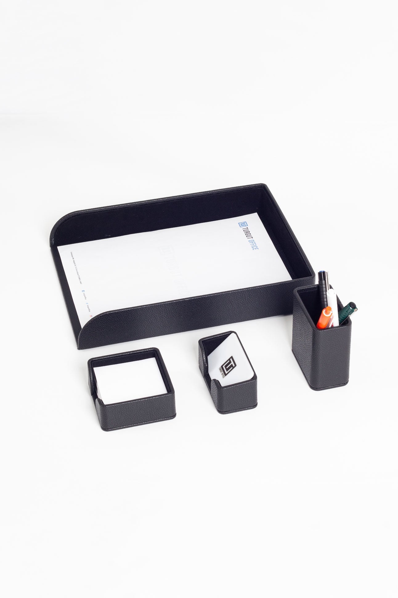 Felix Leather Desktop Set 4 Pieces Black