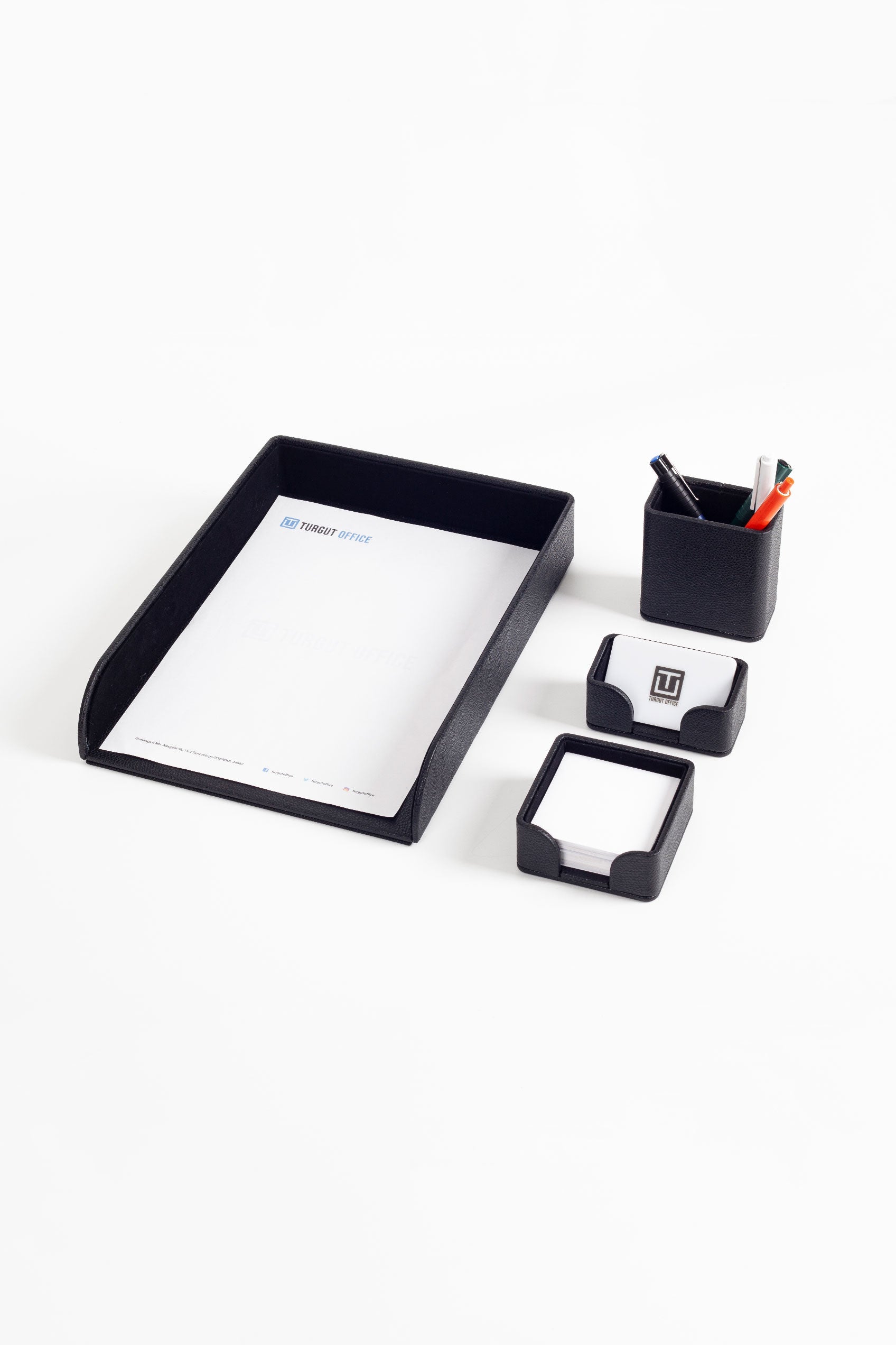 Felix Leather Desktop Set 4 Pieces Black