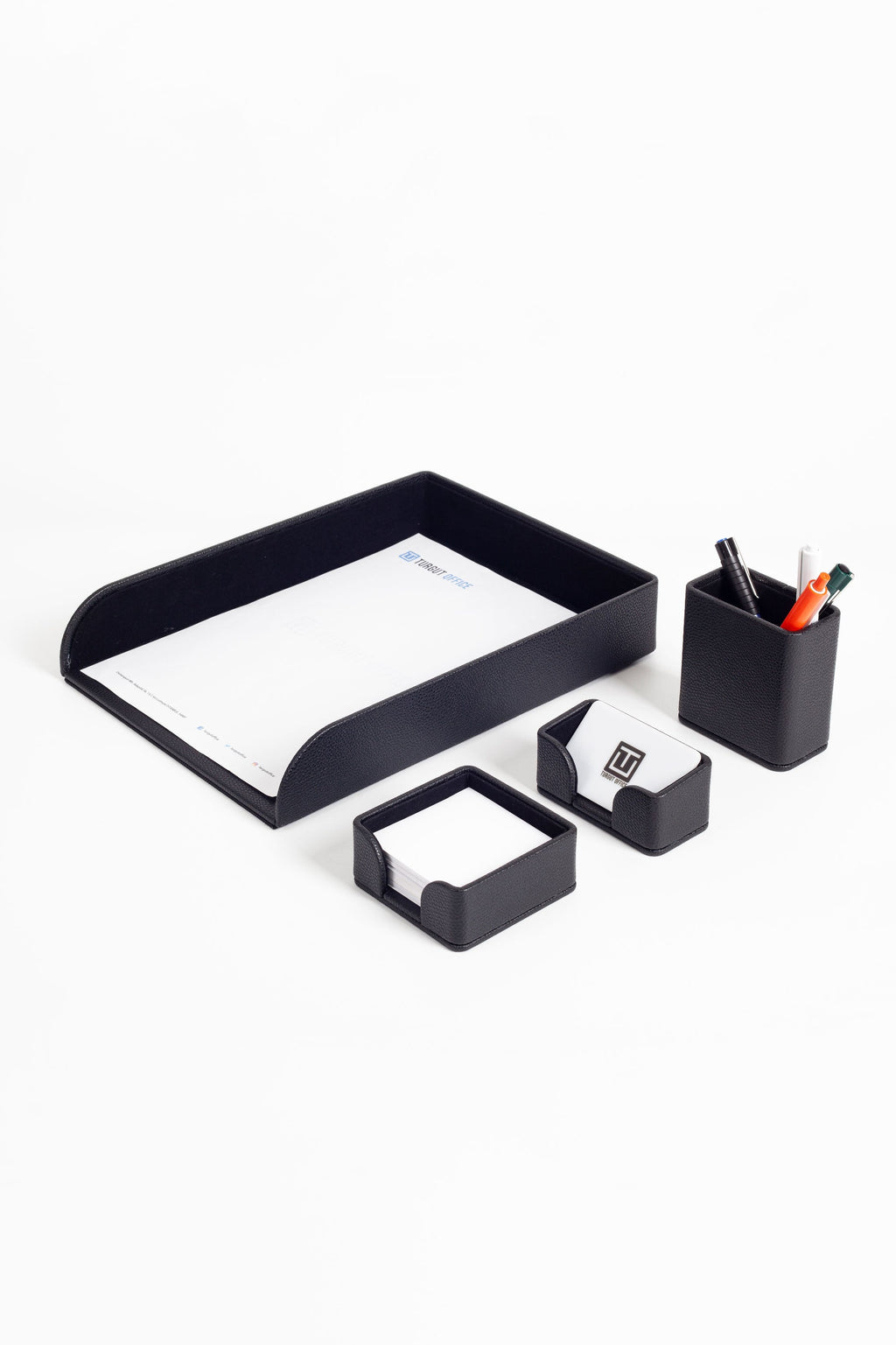 Felix Leather Desktop Set 4 Pieces Black