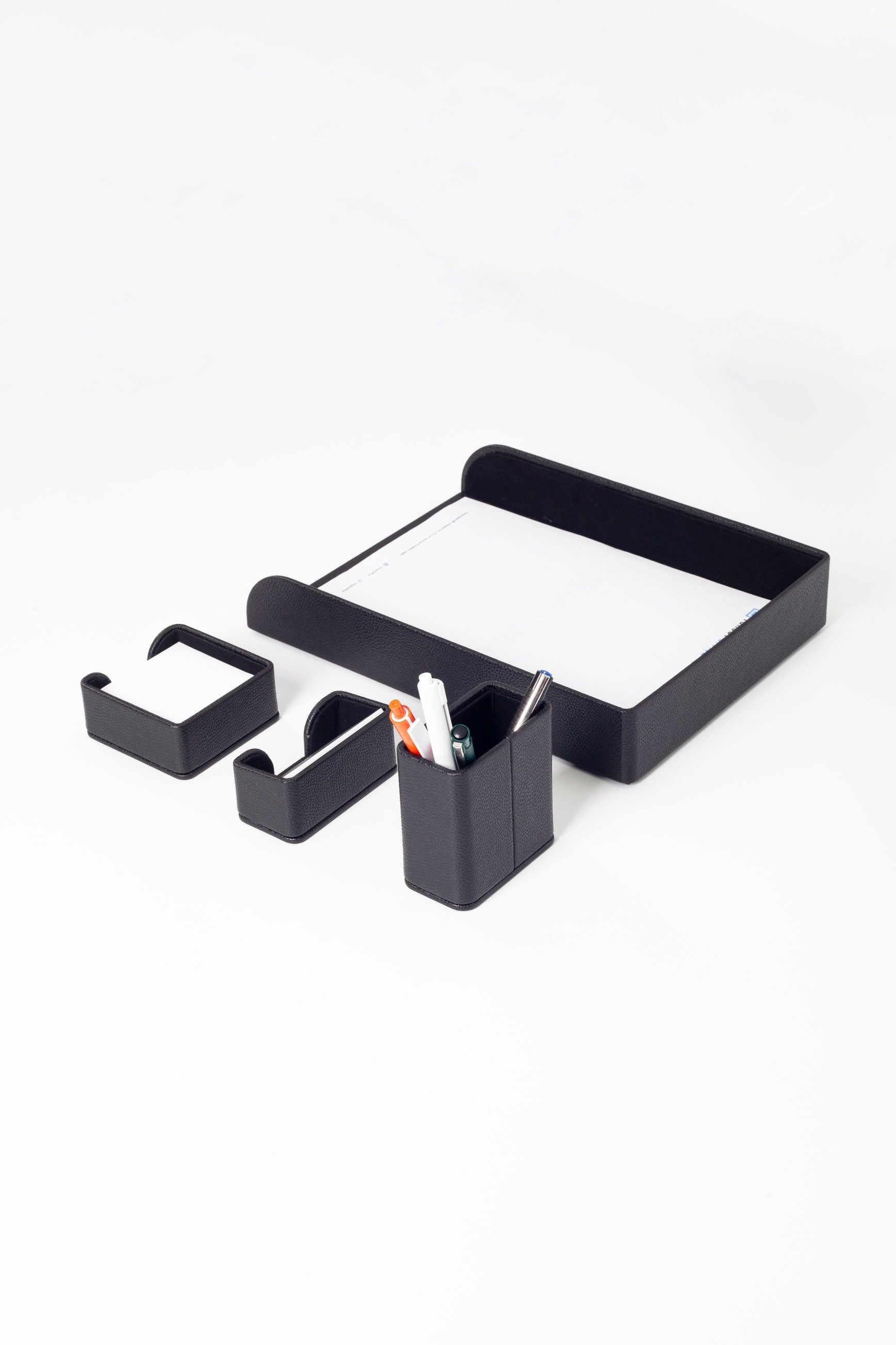 Felix Leather Desktop Set 4 Pieces Black