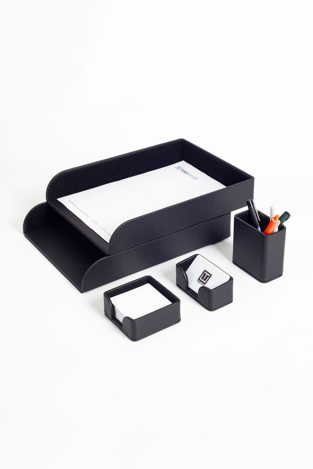 Felix Leather Desktop Set 5 Pieces Black