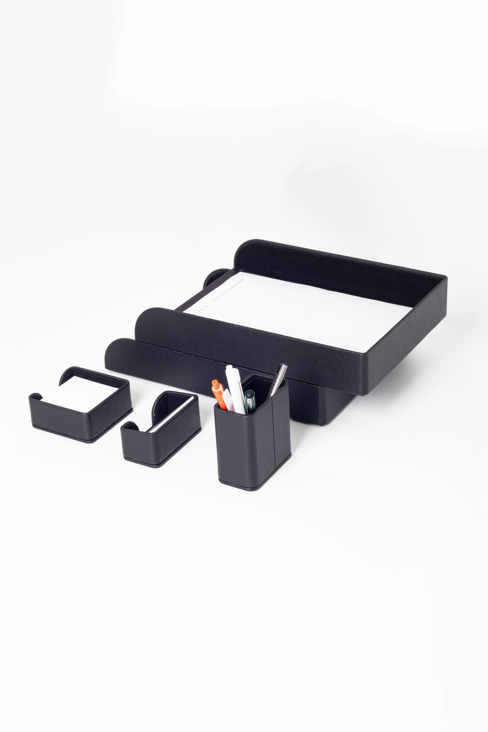 Felix Leather Desktop Set 5 Pieces Black